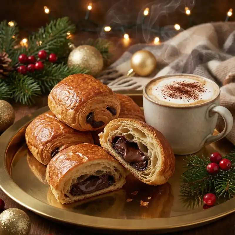 Pain au chocolat 🍫 Buttery pastry and dark chocolate — perfect with coffee.
